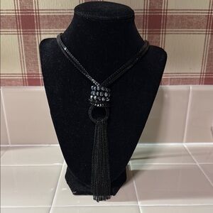 Kohl's Black Tassel Necklace with Delicate Chain